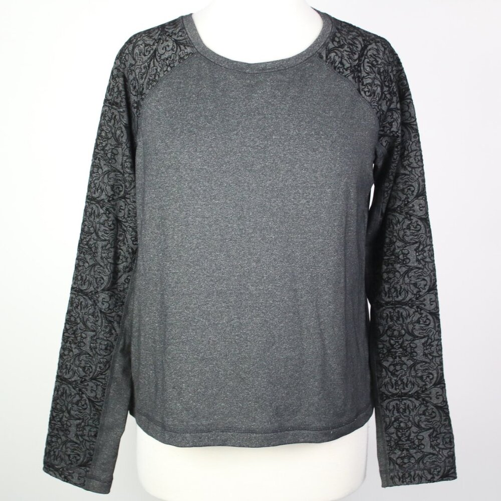 Calia Womens Medium Onyx Velvet Pierced Shirt Top